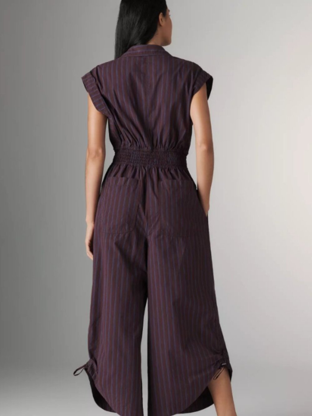 By Anthropologie Striped Shirting Parachute Jumpsuit, size M - Picture 11 of 11